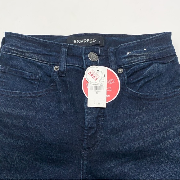 NWT $88 Express Denim Perfect High-Rise Dark Wash Perfect Curves Skinny Jeans 0L - Picture 5 of 10